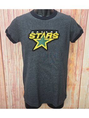 Dallas Stars Gray Ringer Girls T-Shirt Majestic Threads Large
